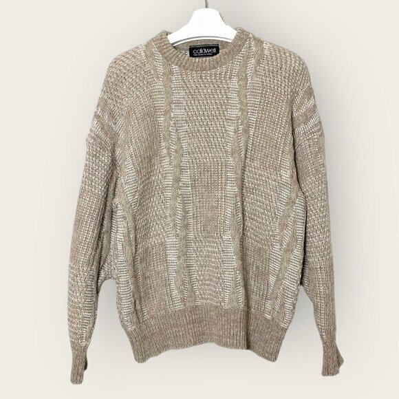 Vintage Wool Blend Oversized Mixed Knit Grandpa Dad Sweater - Picture 1 of 9